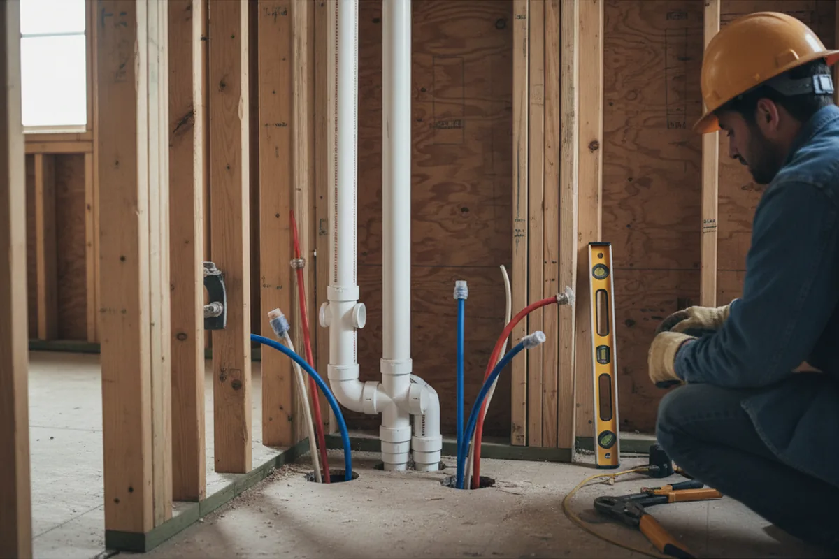 Drain and supply rough-in during Leak Detection in Kensington