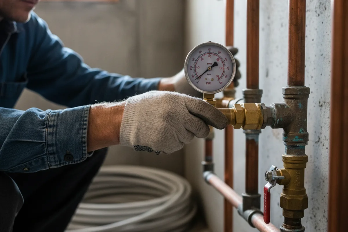 Pressure testing a repaired line during Water Line Repair in Kensington